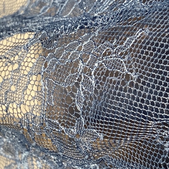 FREE PEOPLE - NWT - skirt: ‘My Lacey’ angled lined blue velvet w lace hem - 10 - Picture 12 of 16